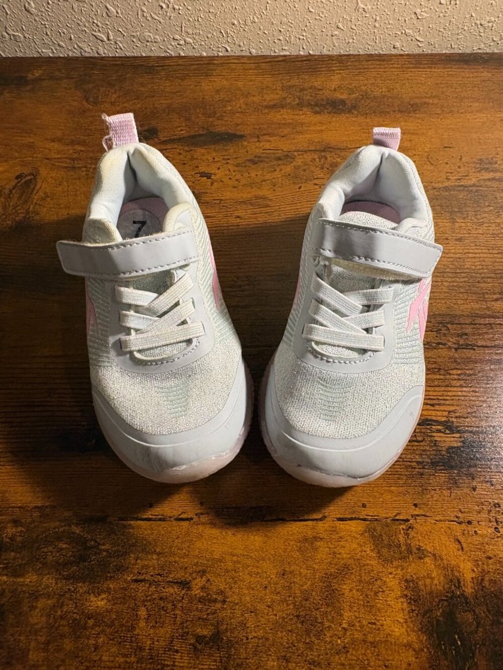 Girls Light Gray Athletic Sneakers with Velcro Strap